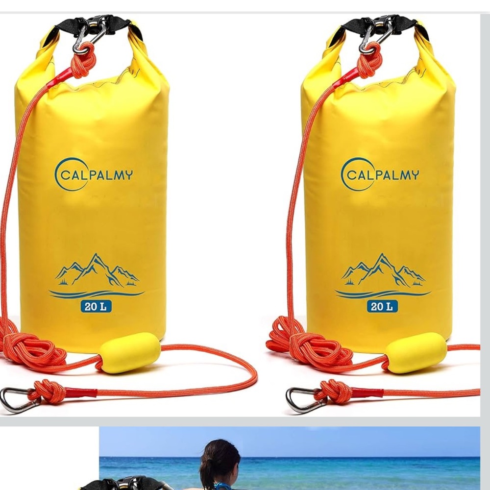 Calpalmy Yellow Waterproof bag and weighted clip rafting, boating,!